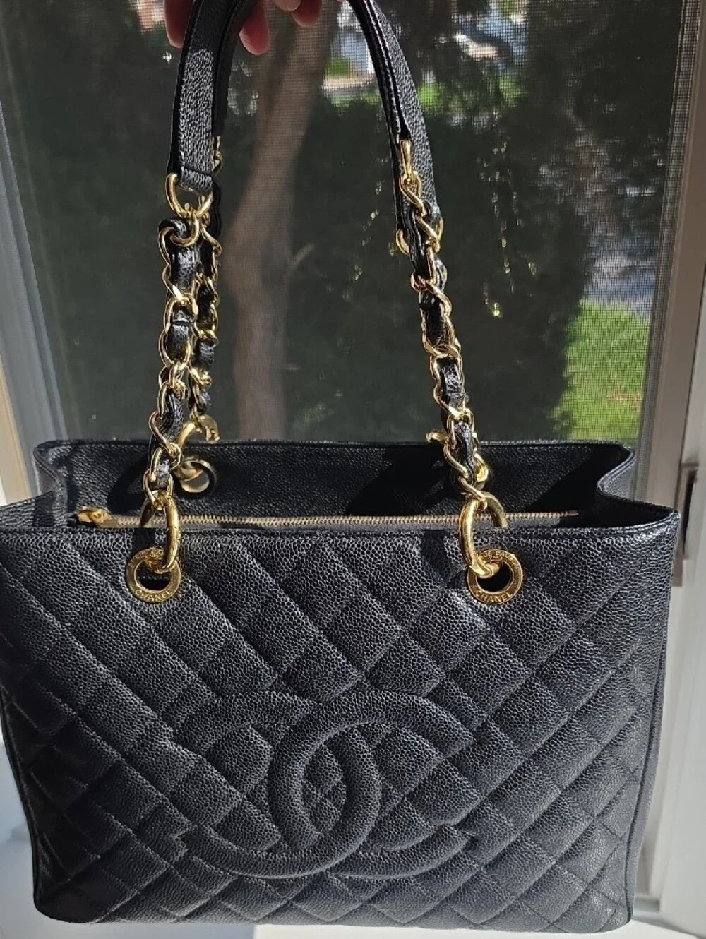 Excellent Chanel GST Grand Shopping Black Caviar Leather Tote & Gold Hardware